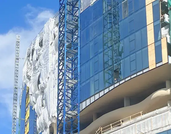 Glass building under construction 